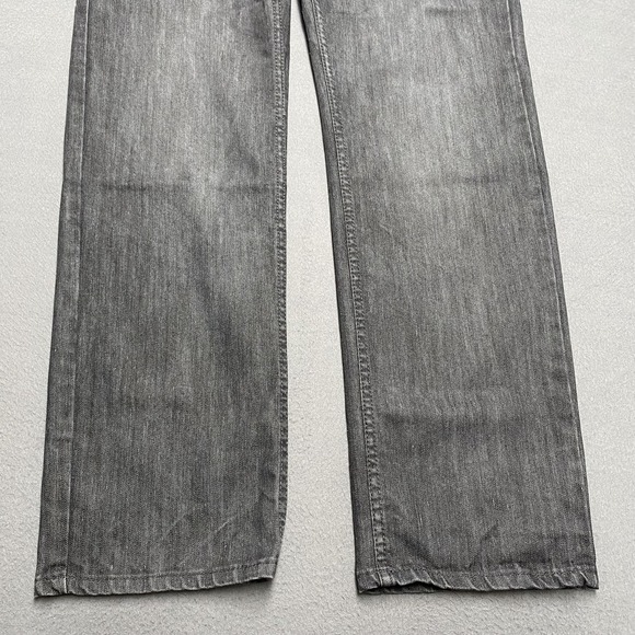 GS115 Jeans Mens 38 Gray Straight Leg Whiskered Denim Embroidered Back Pockets - Picture 4 of 13